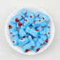 3D Father's Day Blue Tie Silicone Focal Beads with Red Bow Tie 20pcs