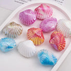 Plating Shell Acrylic Beads 30mm Two Tone Iridescent Scallop 10pcs 4