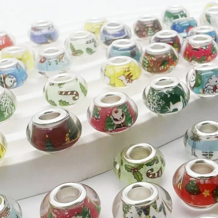 Acrylic Spacer Beads 14mm Christmas Elements Pattern 100pcs 2
