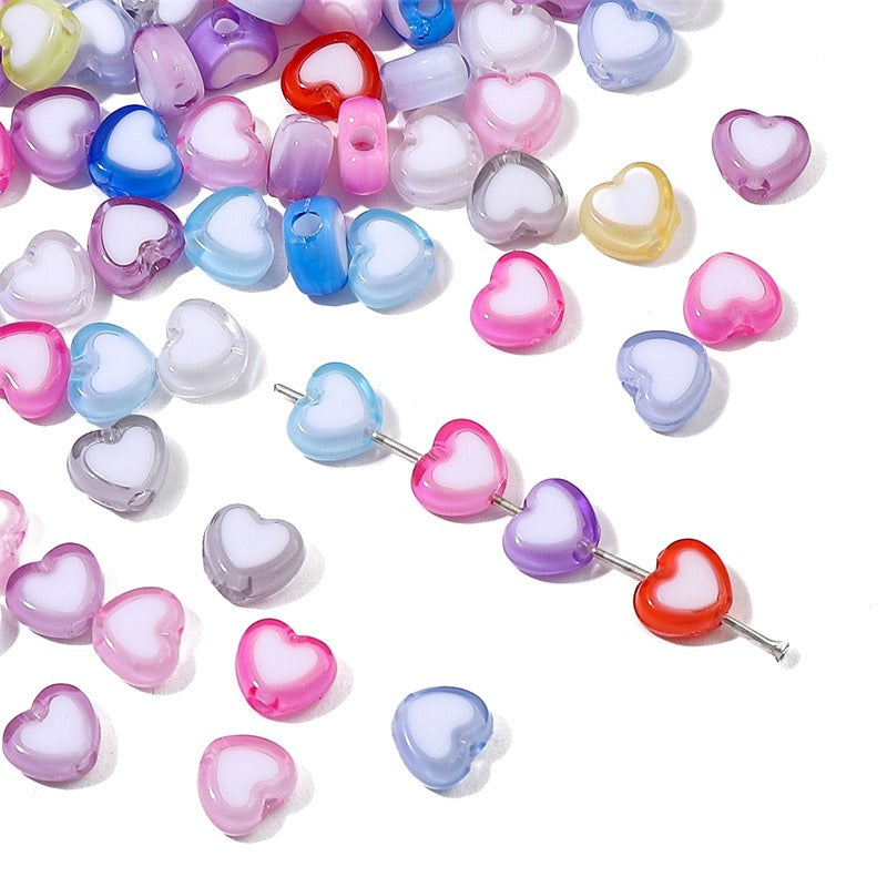 Makaron Heart Acrylic Beads 8x7mm Two Tone Translucent 60pcs 4