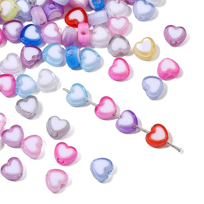 Makaron Heart Acrylic Beads 8x7mm Two Tone Translucent 60pcs 4