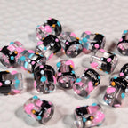 Painted Heart Pattern Cylindrical Glass Beads 11x13mm Hand Painted 10pcs 2