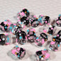 Painted Heart Pattern Cylindrical Glass Beads 11x13mm Hand Painted 10pcs 2