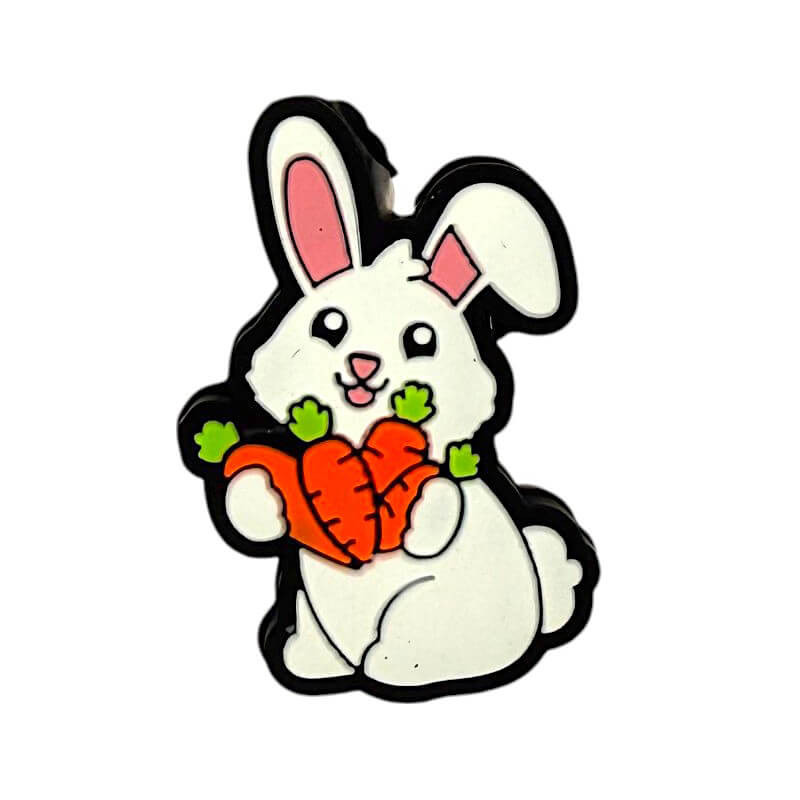 Silicone Focal Beads Easter Carrot Rabbit Holding Carrots