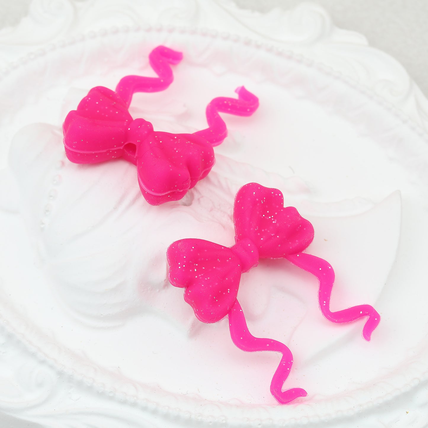 Tie Dye Glitter Bow Silicone Focal Beads 20pcs 6