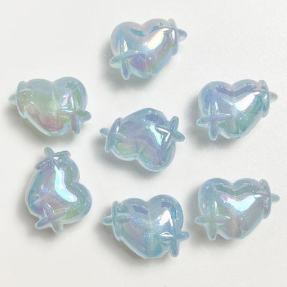 UV Finish Heart Star Acrylic Beads 14x20mm Glow In The Dark 50pcs 9