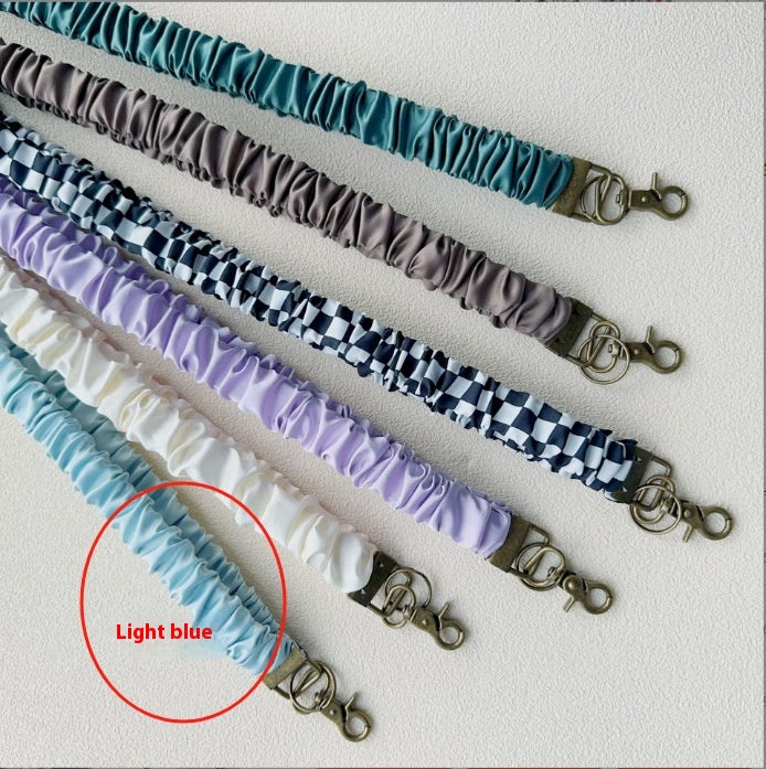 Stretchy Satin Scrunchie Lanyard Keychain Ruched Texture 49cm 1pc 11