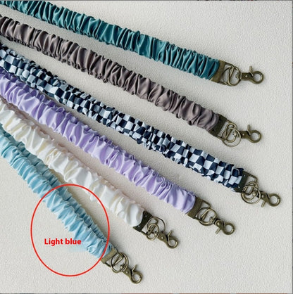 Stretchy Satin Scrunchie Lanyard Keychain Ruched Texture 49cm 1pc 11