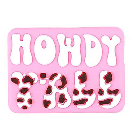 Silicone Focal Beads Howdy Yall Cow Print Lettering 20pcs 2