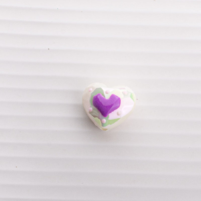 Hand Drawn Acrylic Heart Beads 19.4x17mm Pastel Faceted 5pcs 11