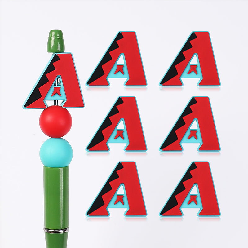 Silicone Focal Beads MLB Diamondbacks Red Letter A Cutout Star 20pcs 2