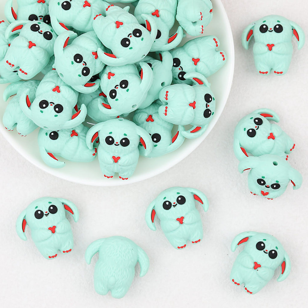 Mint Green 3D Monster Silicone Focal Beads 20pcs