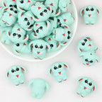 Mint Green 3D Monster Silicone Focal Beads 20pcs