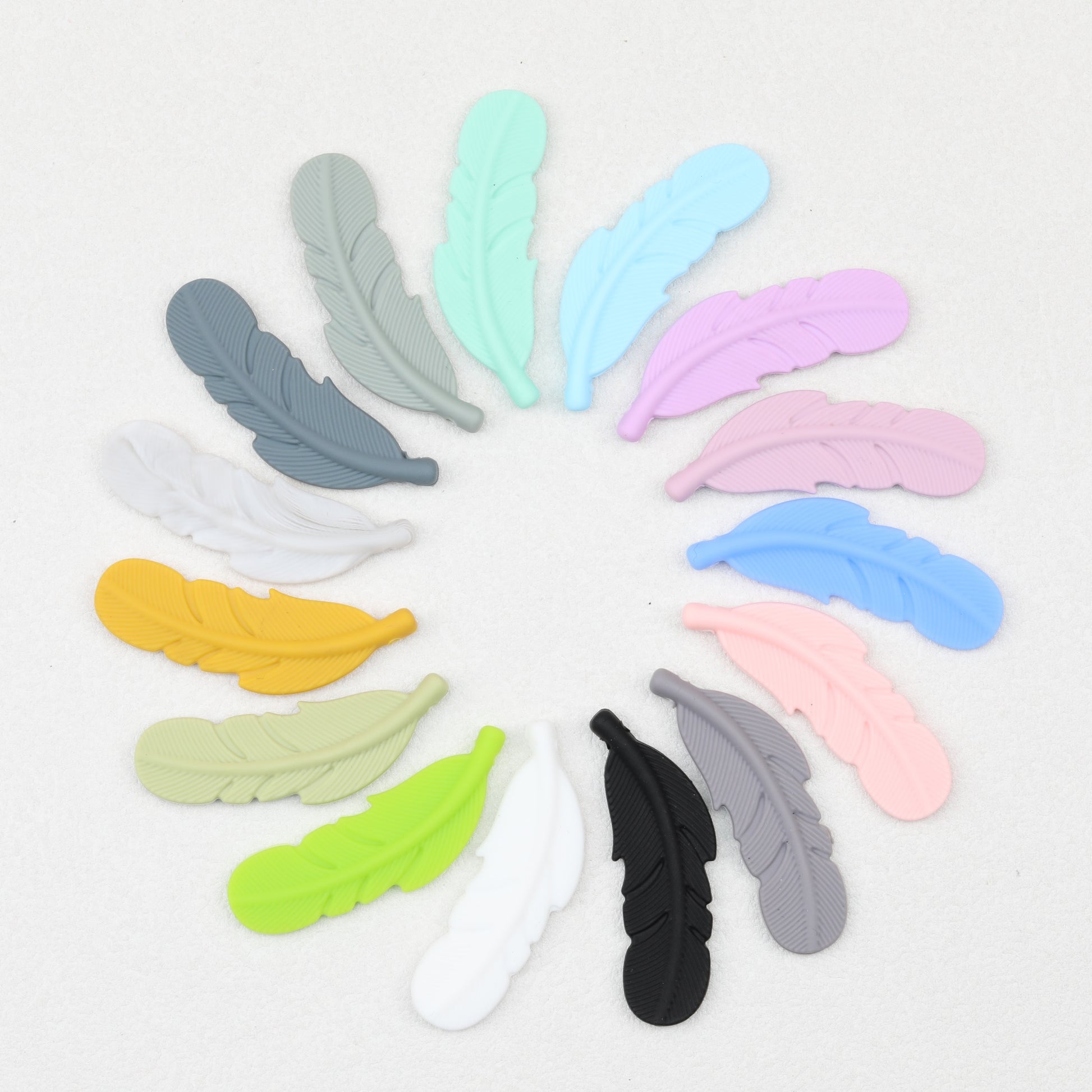 Colorful Feather Shaped Silicone Beads 20pcs 2