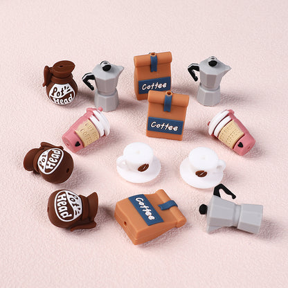 Silicone 3D Focal Beads Coffee Theme Coffee Pot Coffee Bag 20pcs 4