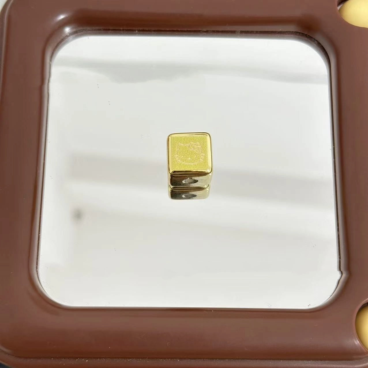 Square Acrylic Beads 14mm Glossy Gold Frame HK Kitty 10pcs 2
