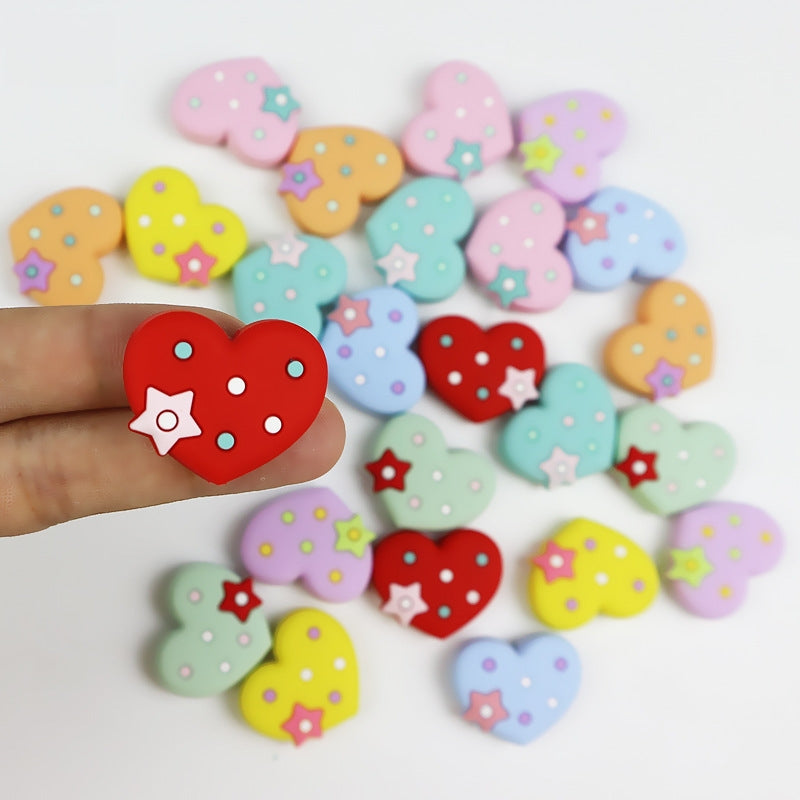 Silicone Focal Beads Pentagram Heart With Tiny Star 20pcs 4