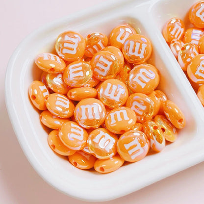 Glossy M Beans Acrylic Beads 14mm Colorful Candy 10pcs 13