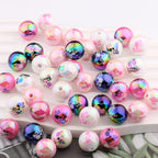 Plating Round Acrylic Beads 16mm UV Barbie Letter Printed 20pcs 2