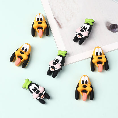 Silicone 3D Focal Beads Disney Pluto Goofy Head Green Hat Smiling Face 20Pcs 4