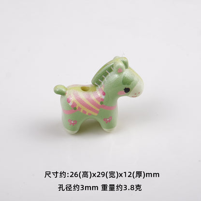 Colorful Pony Shaped Acrylic Beads 26x29x12mm Hole 3mm 20pcs 8