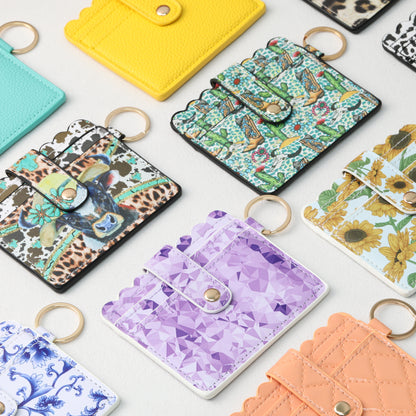 PU Card Holder Keychain Multi Patterned