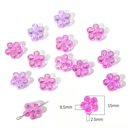 Transparent Flower Acrylic Beads 15x18mm Iridescent Pastel 40pcs 12