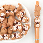  3D Blush Squirrel Silicone Focal Beads 20Pcs