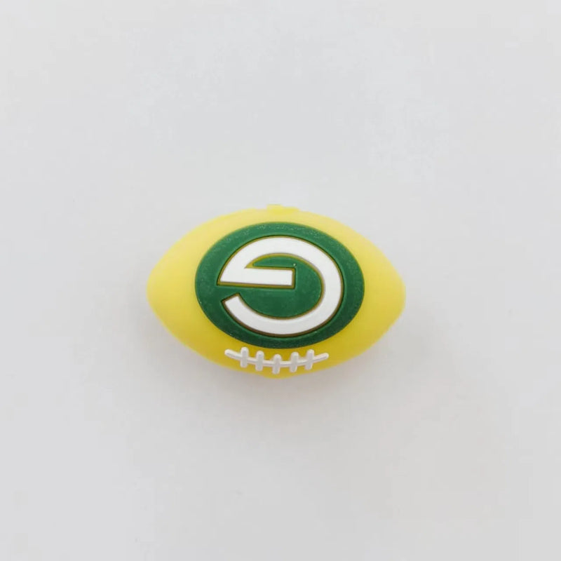 Silicone 3D Focal Beads Rugby Ball Yellow Realistic Stitching 20pcs 6