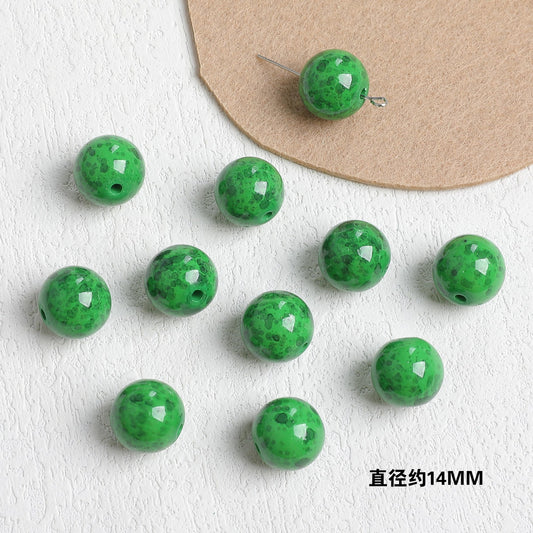 Vintage Lacquer Painting Resin Beads 14mm Glossy Multicolor 20pcs 2