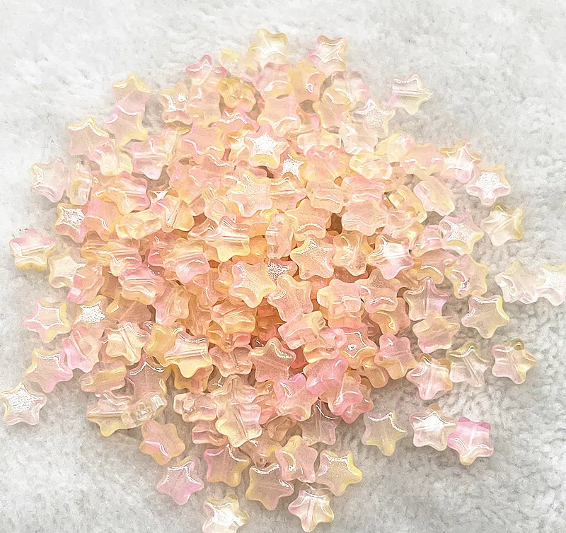 Pentagonal Star Glass Beads 8mm Transparent Pastel Colors 30pcs 17