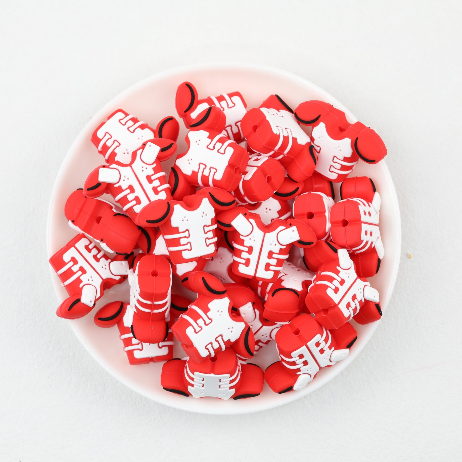3D Football Jersey Silicone Focal Beads 20pcs 2
