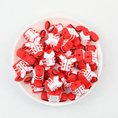 3D Football Jersey Silicone Focal Beads 20pcs 2