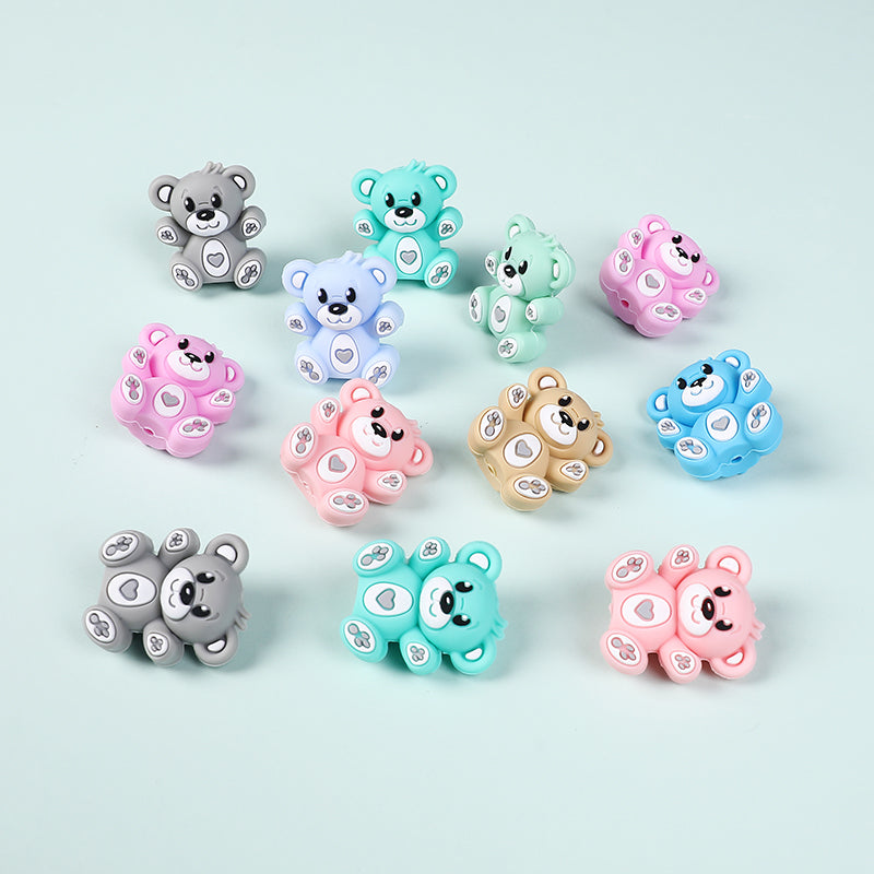 Silicone 3D Focal Beads Hug Bear Outstretched Arms 20pcs 4