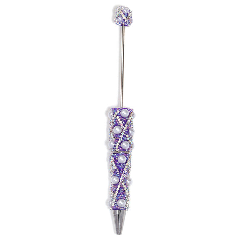 Beadable Pen with Rhinestone Pearl Chain Multicolor Rotating 5 Pcs 16