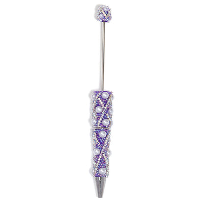 Beadable Pen with Rhinestone Pearl Chain Multicolor Rotating 5 Pcs 16