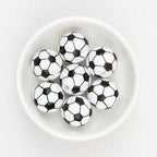 15mm Silicone Beads Sports Ball Printed Soccer Football Volleyball 10pcs - 15mm football beads