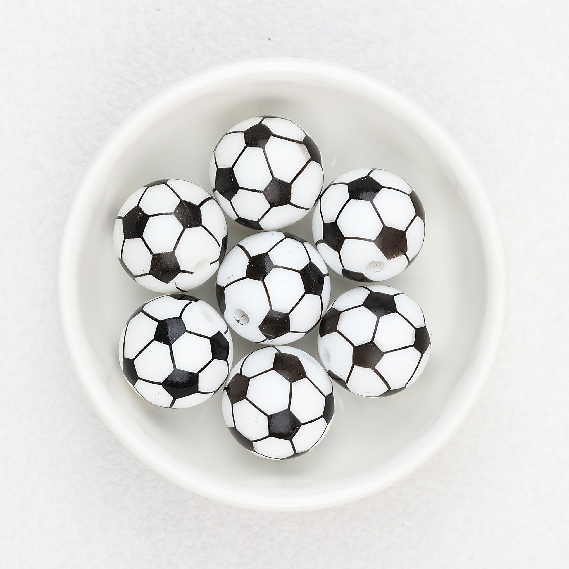 15mm Silicone Beads Sports Ball Printed Soccer Football Volleyball 10pcs - 15mm football beads