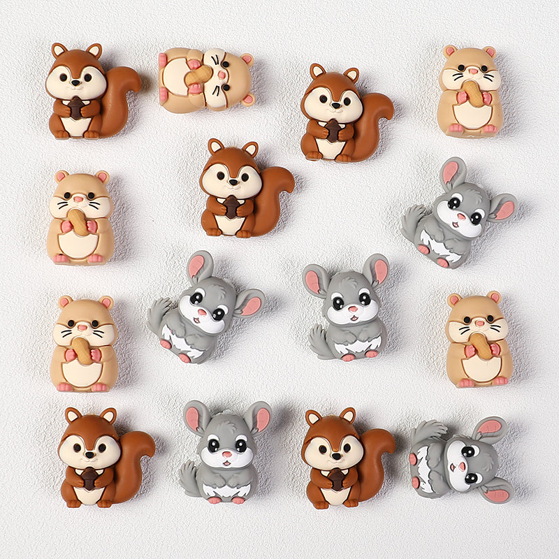 3D Cute Rodent Silicone Focal Beads Hamster Chinchilla Squirrel 20pcs 4