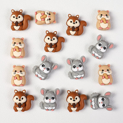 3D Cute Rodent Silicone Focal Beads Hamster Chinchilla Squirrel 20pcs 4