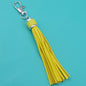 PU Leather Tassel Keychain 9cm Strips Silver Lobster Clasp 34