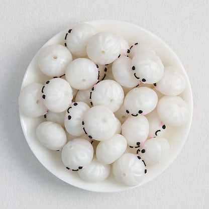 Colorful 18mm 3D Silicone Focal Beads Solid Colored Cute Smiling Buns 20pcs 7