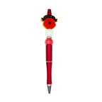 Silicone Focal Beads Red Poppy Lest We Forget Text Gold Outline 20pcs 3