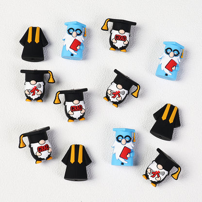 Silicone 3D Graduation Gnome Focal Beads Graduate Theme 20pcs 2