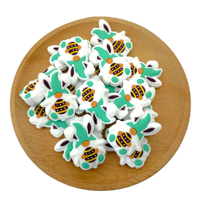 Silicone Focal Beads Easter Rabbit Bunny Holding Egg 20pcs 2