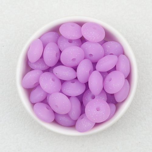 12mm Glitter Silicone Round Spacer Beads Assorted Colors 50pcs - 1