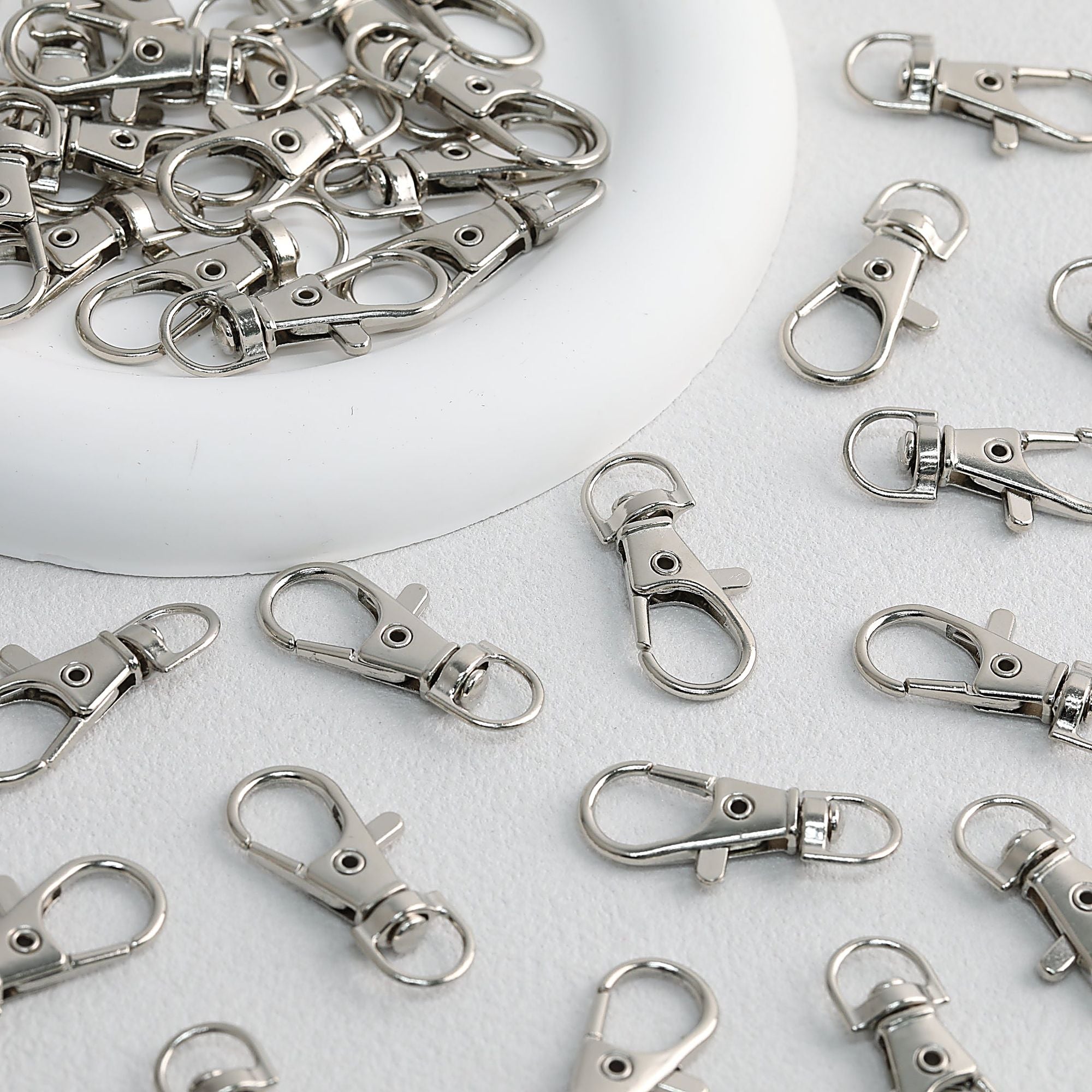 Zinc Alloy Swivel Lobster Claw Clasps Metal Nickel Plated 20pcs