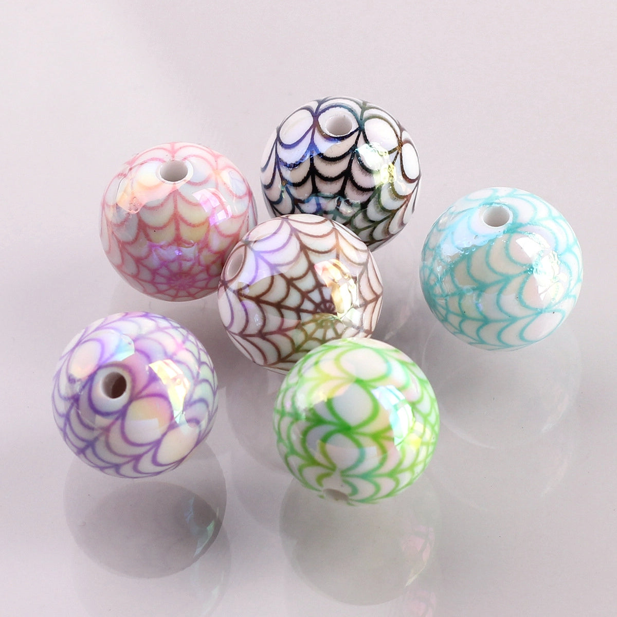 Plating Spider Web Acrylic Beads 15mm Halloween Glossy 50pcs