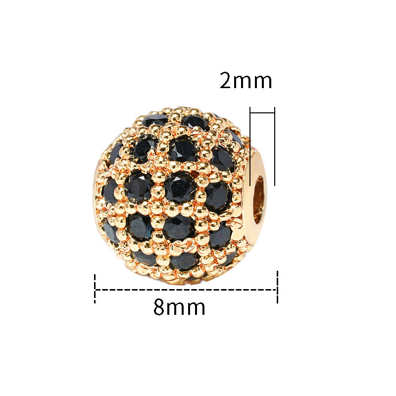 Fancy Zirconia Paved Brass Round Beads 6mm 8mm 10mm 30pcs 18