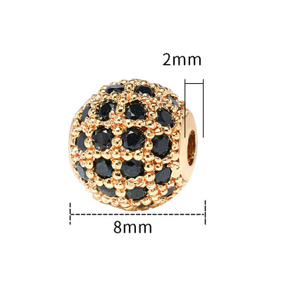 Fancy Zirconia Paved Brass Round Beads 6mm 8mm 10mm 30pcs 18